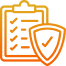 Checklist and shield icon with checkmark.