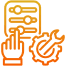 Settings and tools icon with hand.